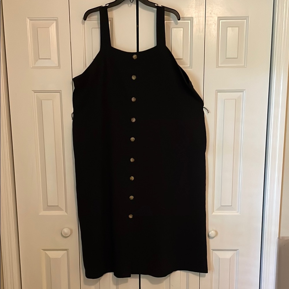 Ava & Viv Black Midi Dress with Gold Buttons